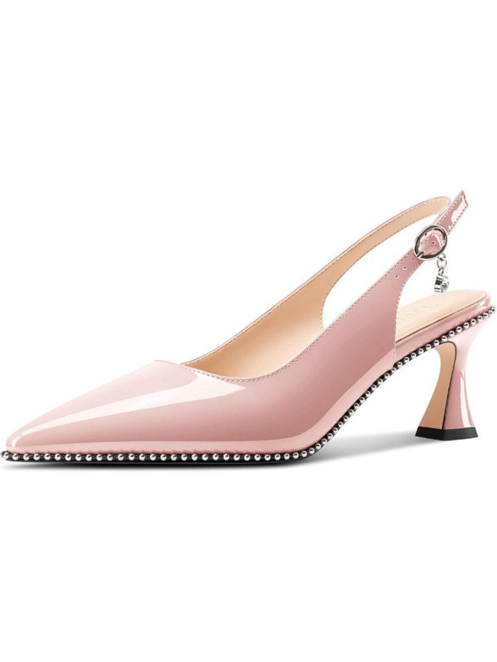Chic Beaded Slingback Kitten Heel Pumps - Pointed Toe, Slip-On, Classic Style